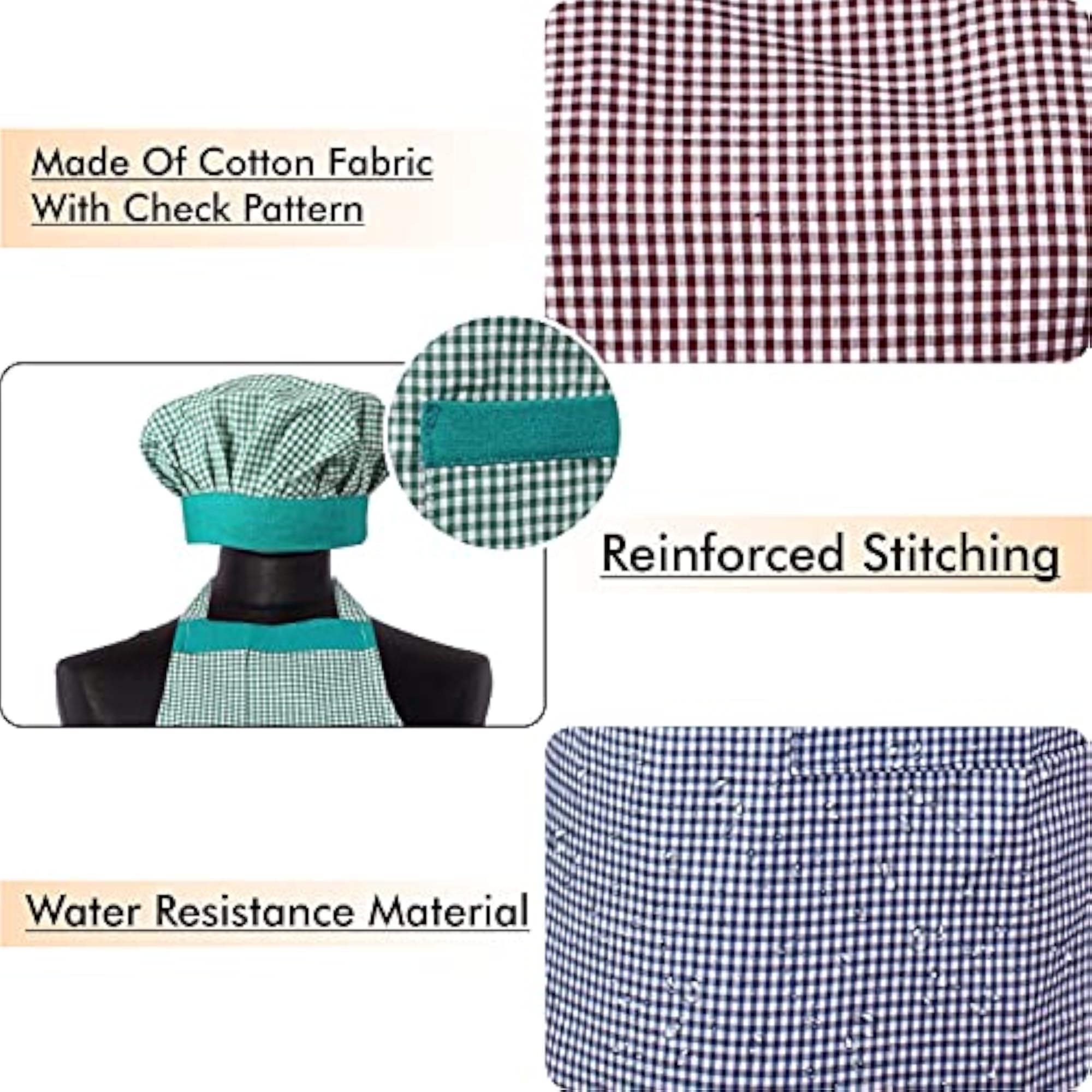 Cotton Kitchen Apron With Cap Combo Set of 3